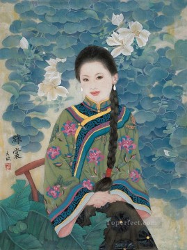 loto verde tradicional china Pinturas al óleo